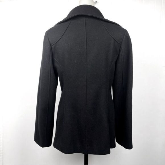 GUESS Wool Blend Snap Front Pea Coat Black Small - Picture 4 of 9